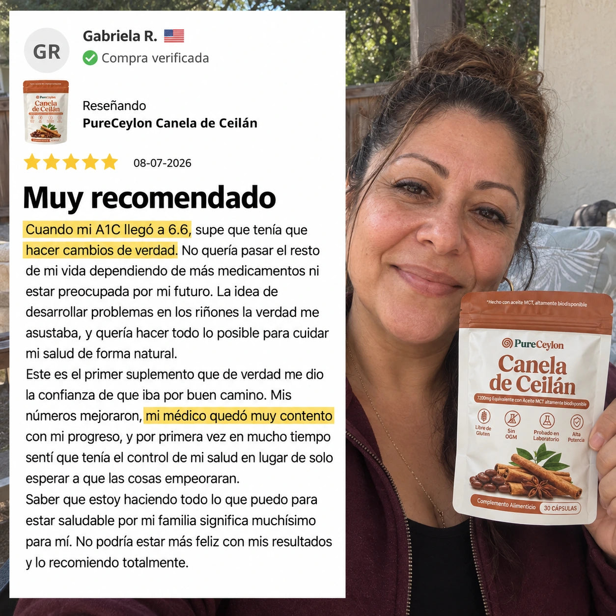 Controla tu Azúcar · Canela de Ceilán Concentrada 12:1 con Aceite MCT