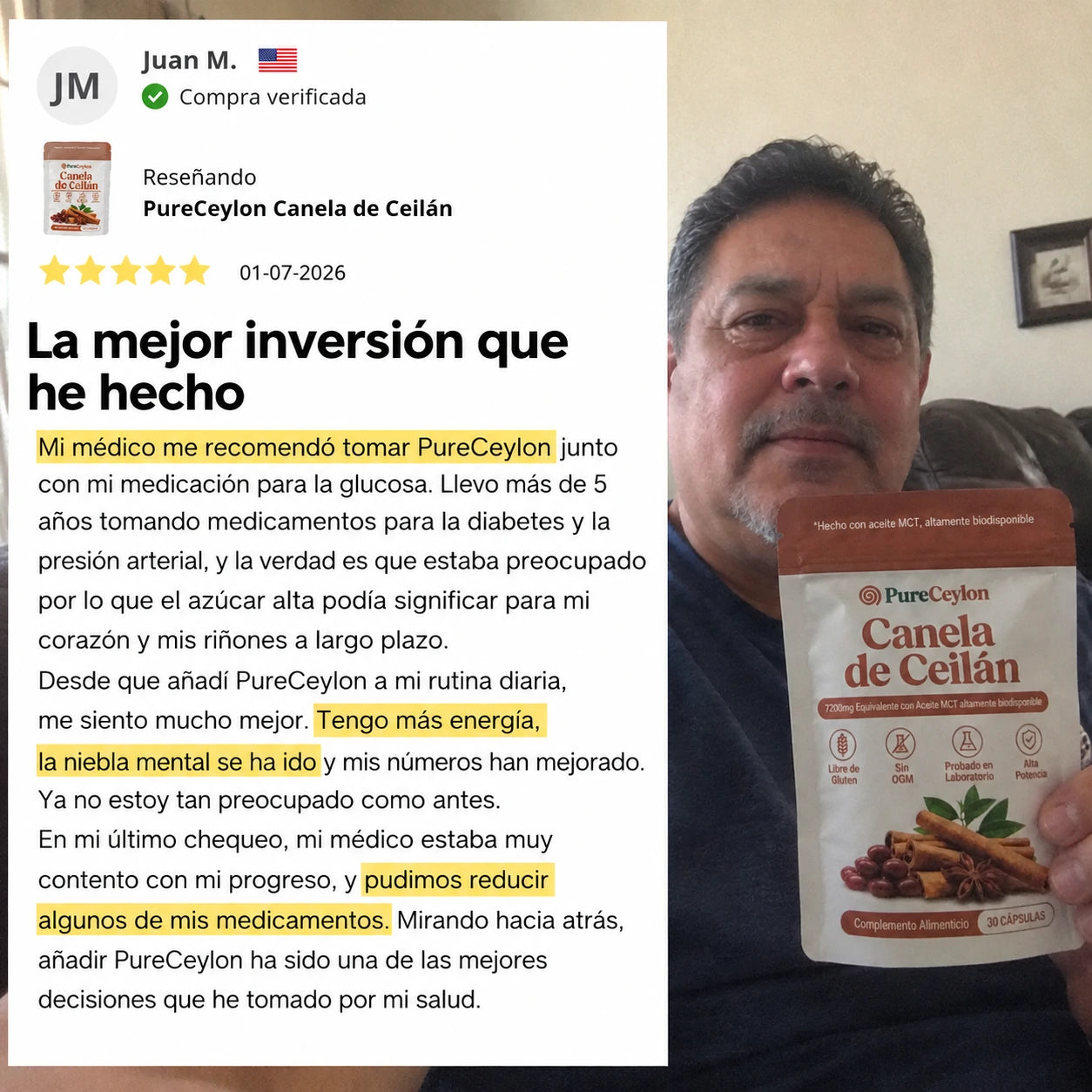 Controla tu Azúcar · Canela de Ceilán Concentrada 12:1 con Aceite MCT