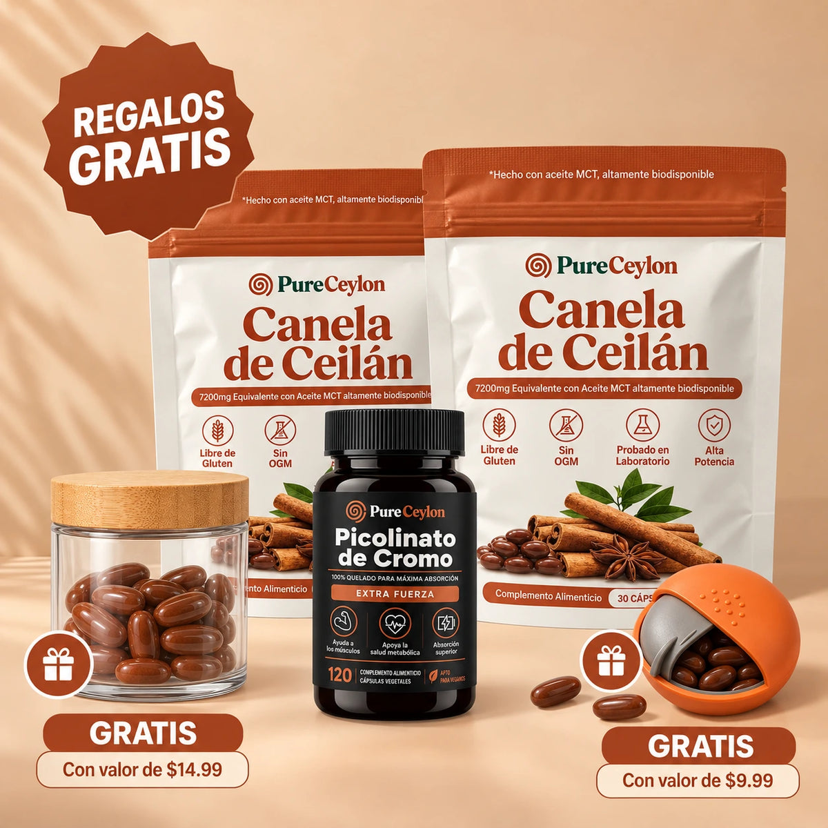 Controla tu Azúcar · Canela de Ceilán Concentrada 12:1 con Aceite MCT