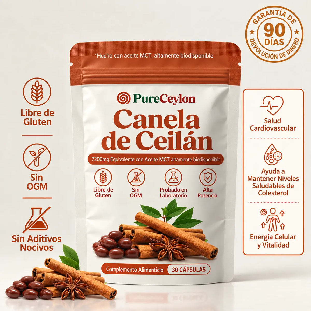 Controla tu Azúcar · Canela de Ceilán Concentrada 12:1 con Aceite MCT